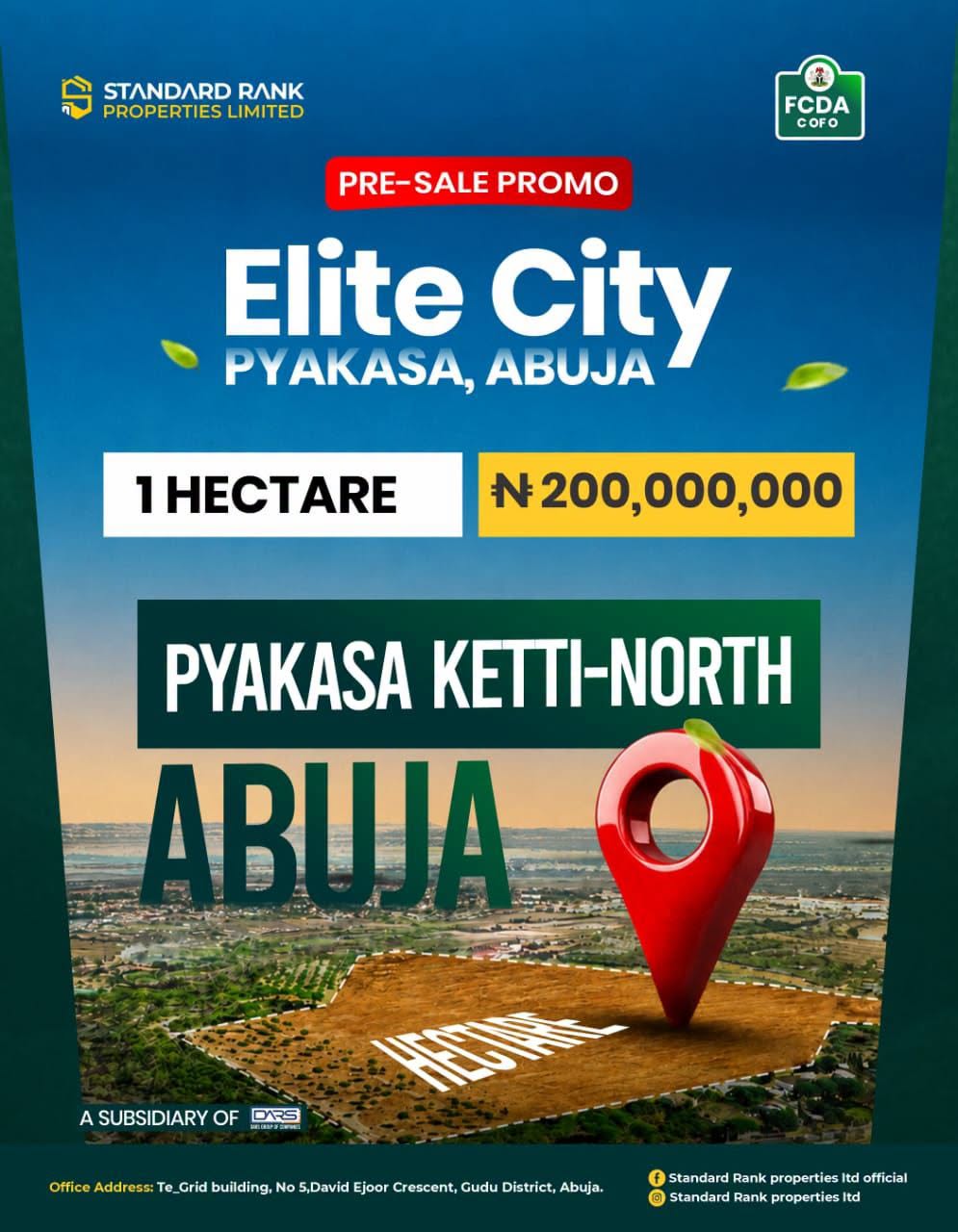 Elite City Pyakasa Abuja – 1 Hectare of Premium Land for Sale | FCDA COFO | ₦200 Million